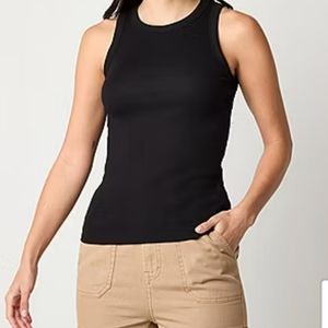 NWT 2 High Neck Sleeveless tank top Size XL black & light blue